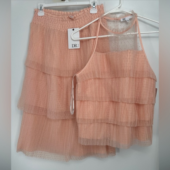 DR2 Peach Polka Dot tulle mesh skirt set size m - Picture 1 of 6